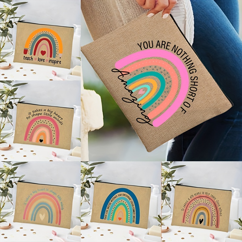 Rainbow Print Cosmetic Bag Portable Travel Storage Bag - Temu Canada