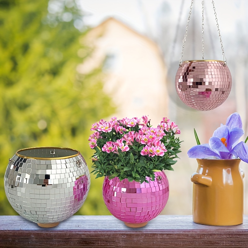 Disco Ball Mirror Ball Hanging Flower Pot Hanging Basket - Temu