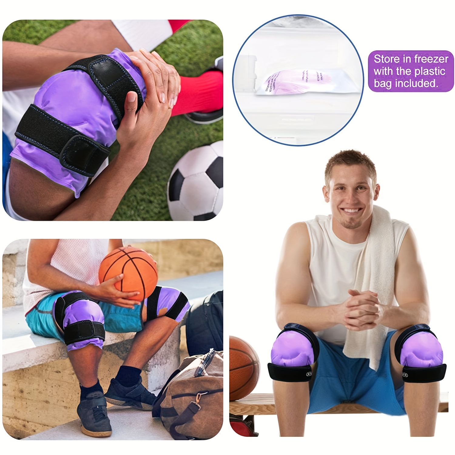 Ice Pack Knee Reusable Gel Ice Wrap Leg Injuries Swelling Temu