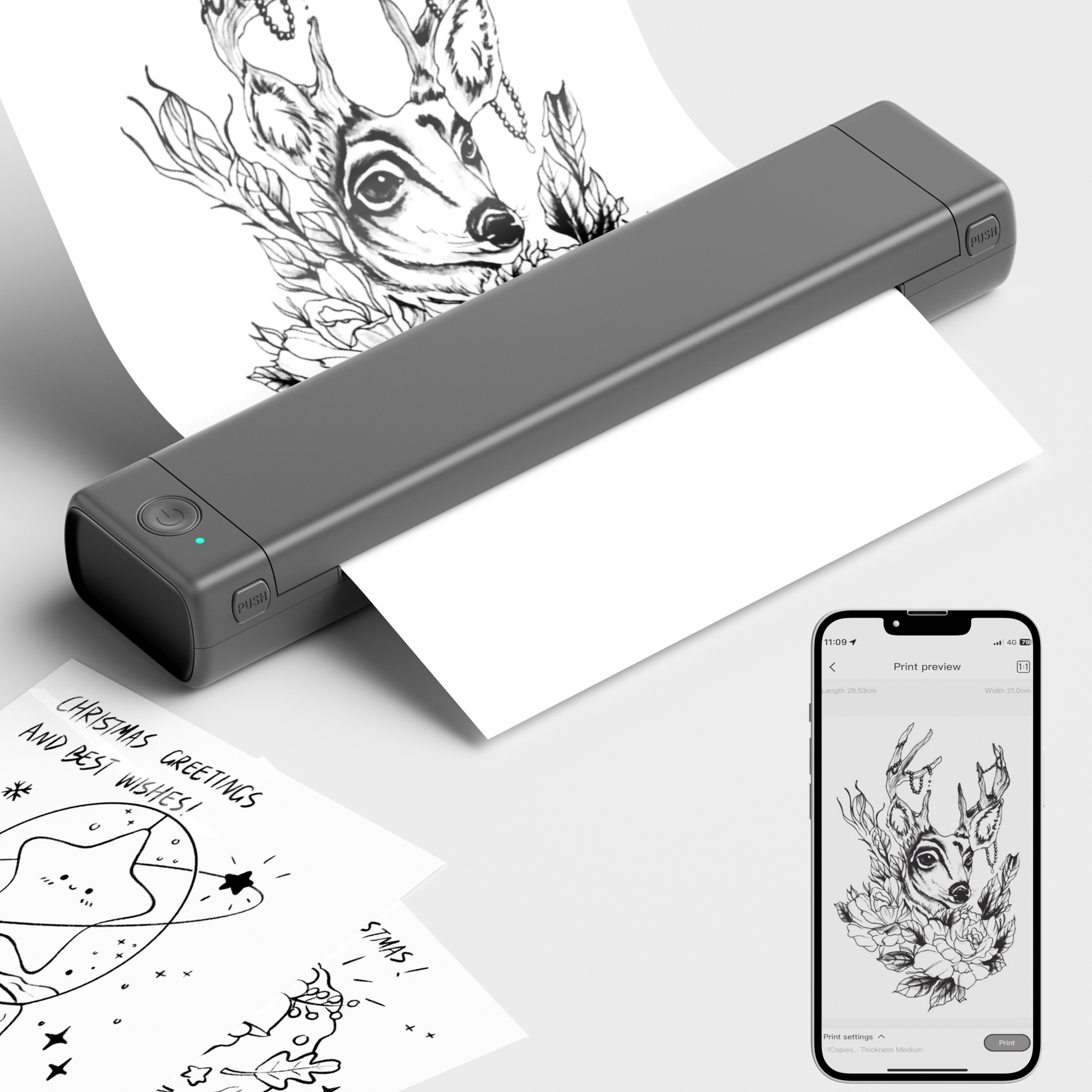 Wireless Bluetooth/USB Thermal Tattoo Stencil Transfer Printer