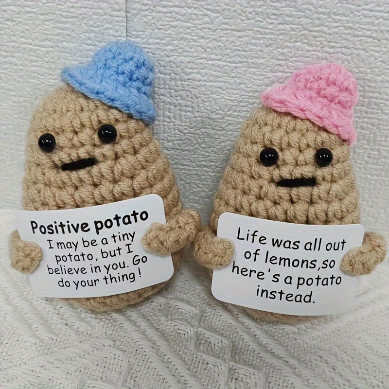 1 pc, Patate positive amusante, poupée tricotée amusante en laine