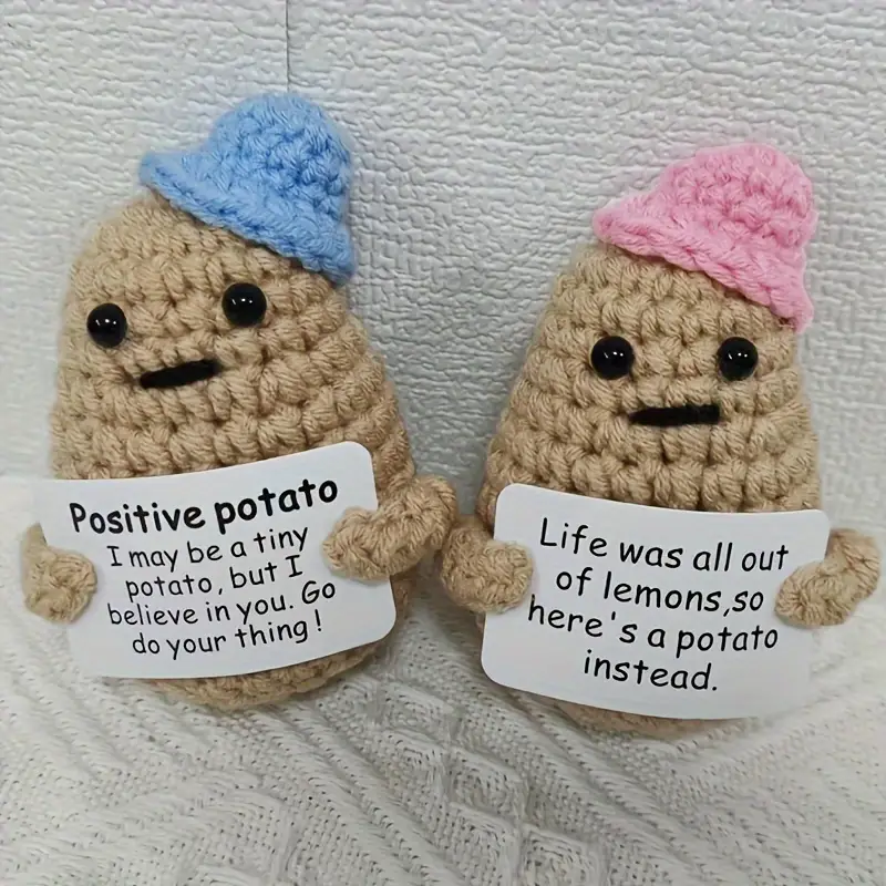 Mini Funny Positive Potato Knitted Potato Toy With Positive - Temu