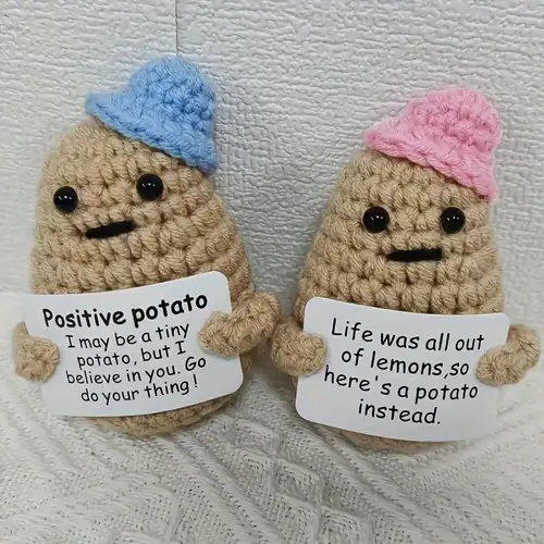 2 Pcs Funny Positive Potato Cute Wool Knitting Doll With Positive Card  Positivity Affirmation Cards Funny Knitted Potato Doll Xmas New Year Gift  Decoration Christmas Decorations Bundles 