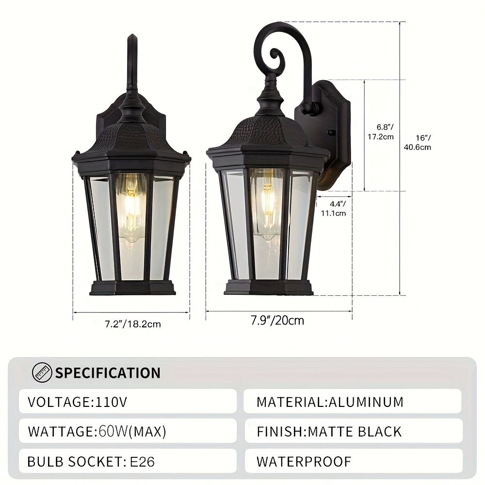 Kimbo Black Outdoor Garage Lights Wall Lantern for Porch, Front