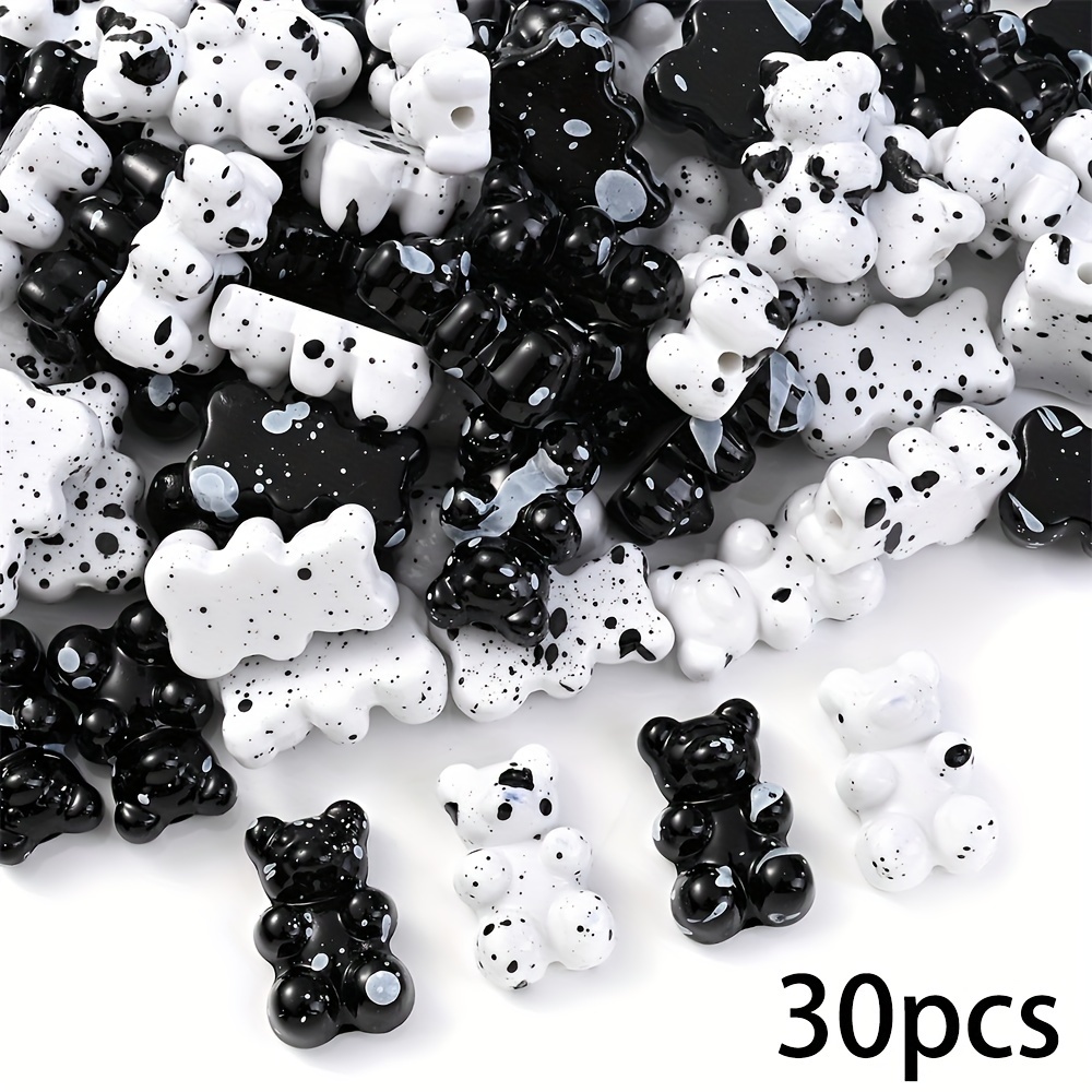 10pcs Cute Gummy Bear Beads Vertical Hole Resin Cartoon Beads For Jewelry  Making Bracelet Charms Necklace Pendant Accessories