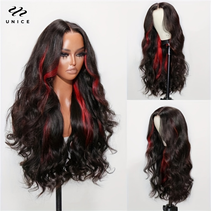 UNice 13x4 Lace Front Black Long Wave Wig With Baby Hair