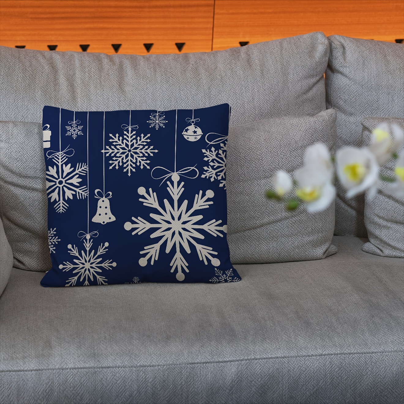 Blue snowflake online pillow