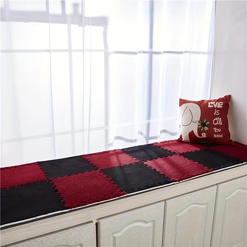 1pc Bedroom Carpet Bedside Plush Splicing Foam Mat With Cuttable Tatami  Mat, Dirt Resistant And Household Use