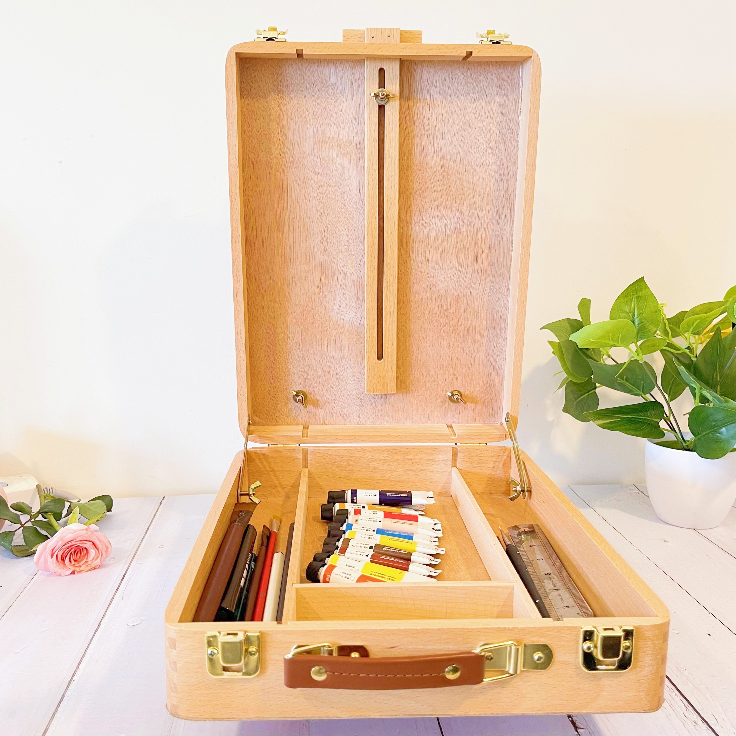  MANSAIN Desktop Easel Art Supplies Storage Box Sketching Box  Painting Box，Wooden Portable Easel，Used for Children, Students, Adults, and  Artists to Paint : Office Products