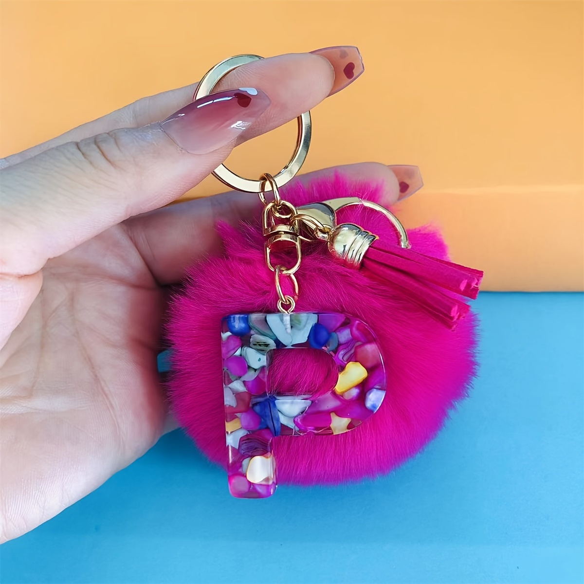 Alphabet Initial Letter Keychain Cute Plush Pom Pom Key - Temu Philippines