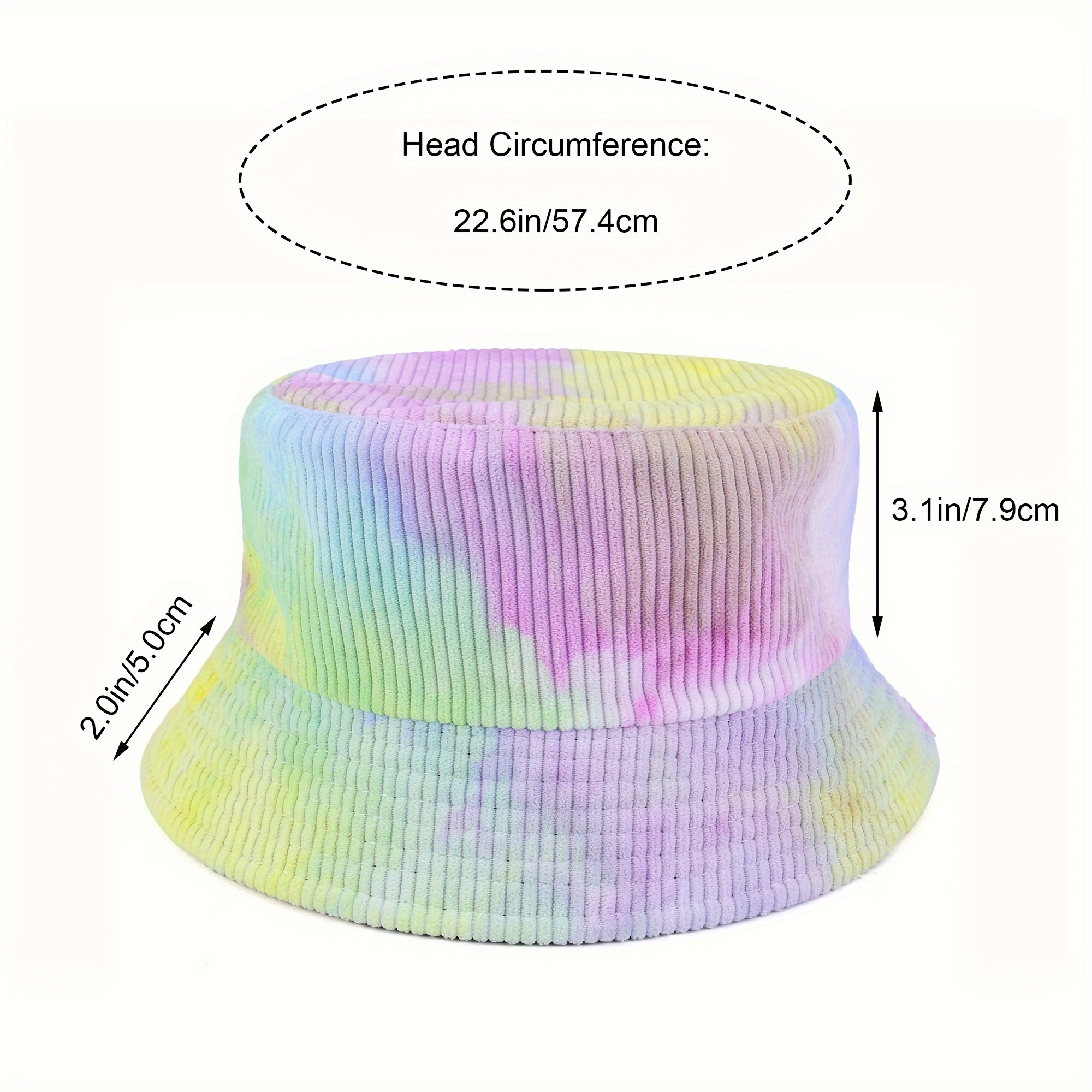 Color Block Corduroy Bucket Hat Big - 60 cm