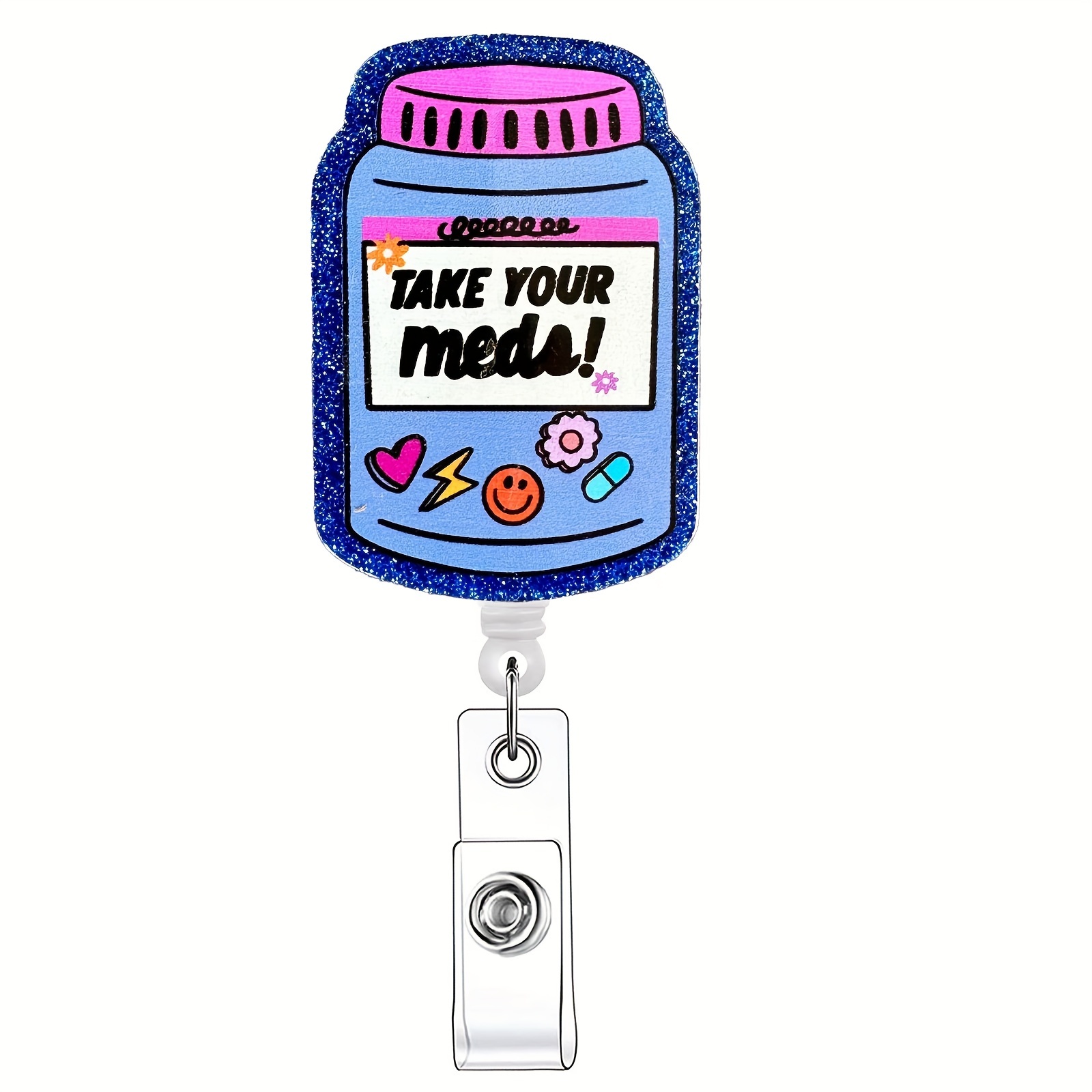 1pc Badge Reels Holder Retractable With ID Clip For Nurse Name Tag Card Pharmacy Pharmacist Chill Pill Cute Nursing Doctor Teacher Medical MD Work