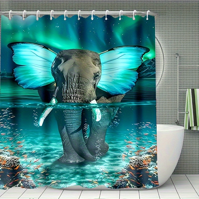 Colorful Elephant Decoration Shower Curtain Set Waterproof - Temu