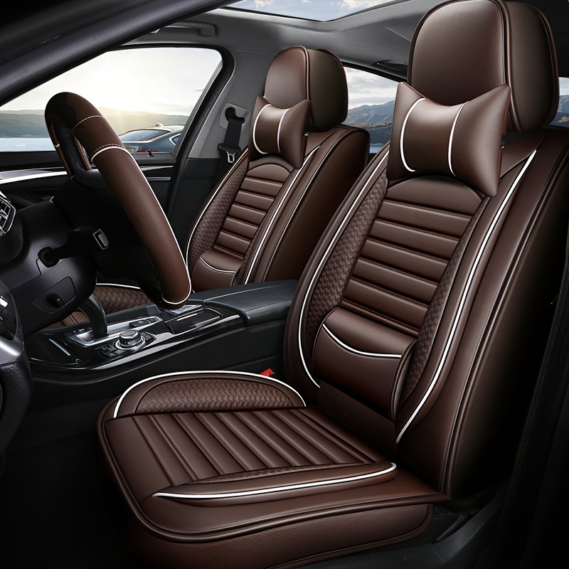 Luxury Car Seat Cover Pu Leather Automobiles Seat Cushion - Temu