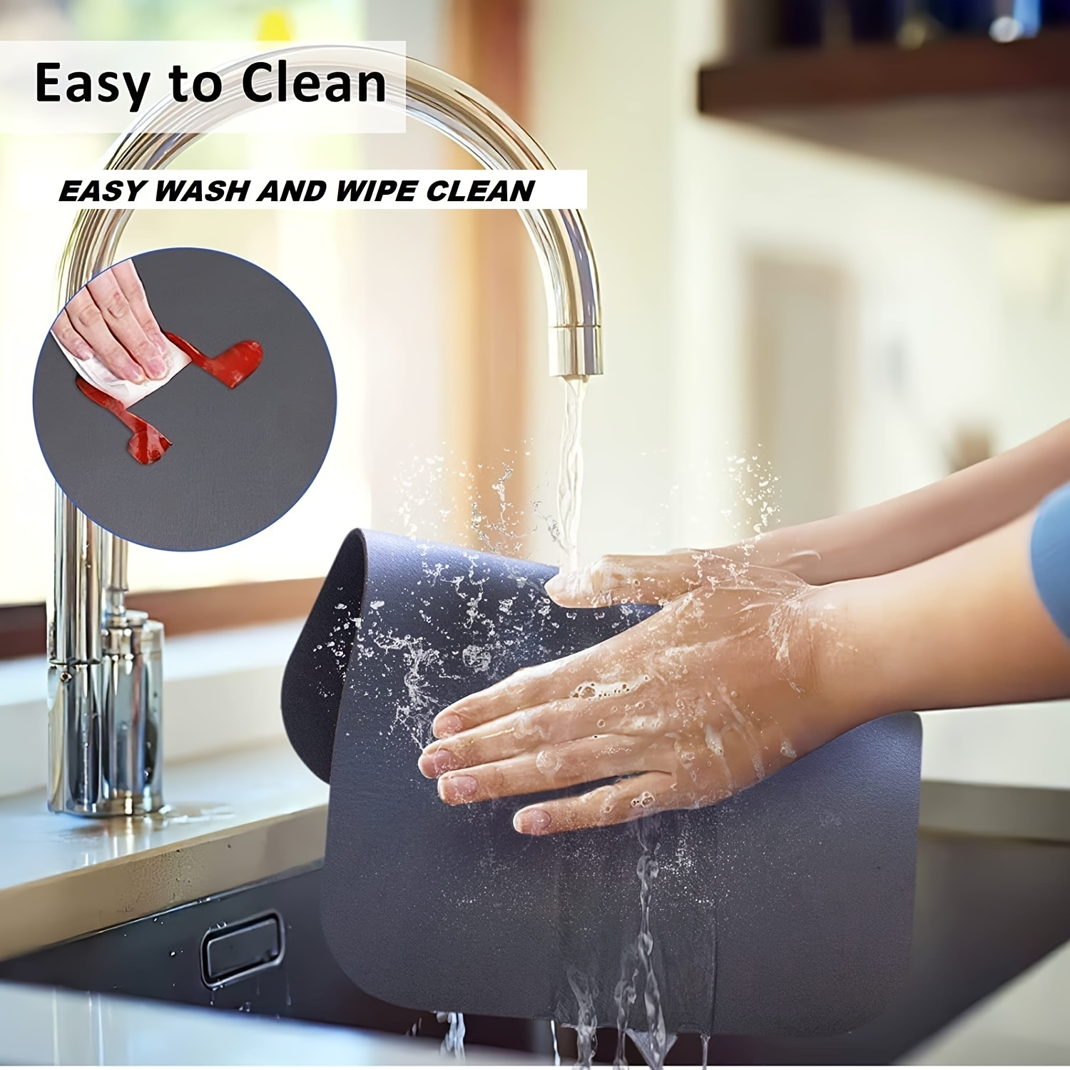 Large Water Absorbent Kitchen Draining Pad Coffee Machine Dish Plate Quick  Drying Diatom Mud Mat Kitchen Accessories