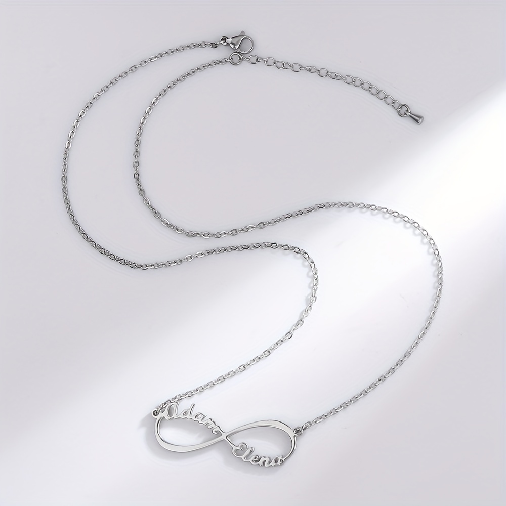 Custom Infinite Love Necklace with 2 Names & Sign, 5 Fonts
