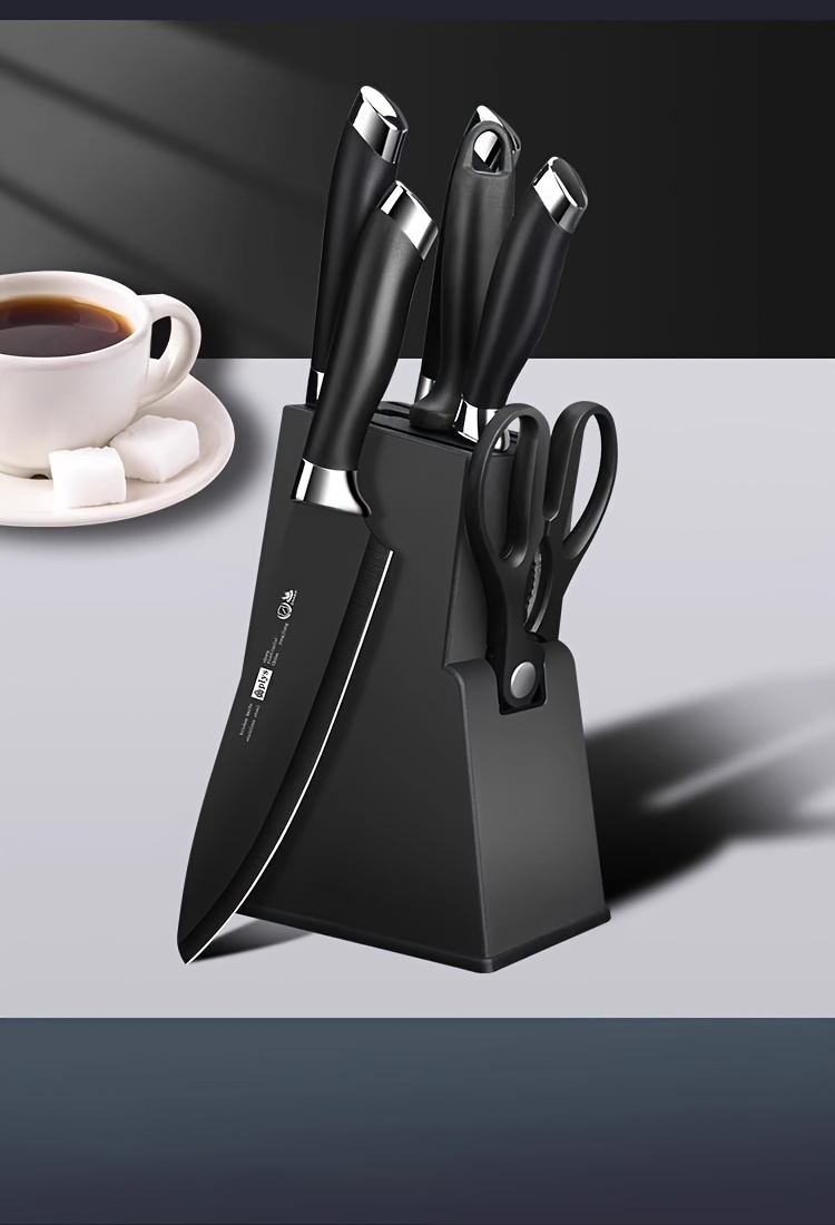 Knife, Rust-proof Black Edge Knife, Comfortable Plastic Black Handle,  Household Rental House Dormitory Knife Set - Temu