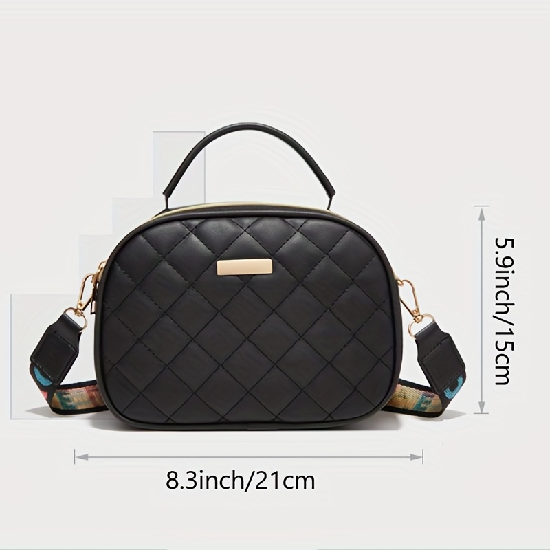 Argyle Embossed Shoulder Bag Faux Leather Waterproof Crossbody Bag