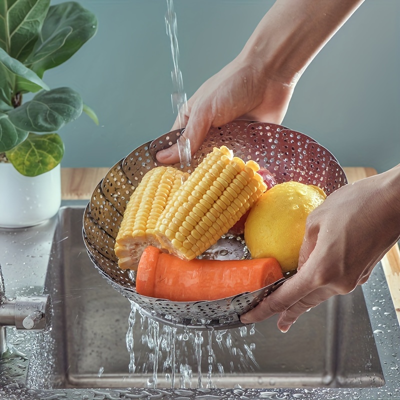 Collapsible Steamer Basket, Stainless Steel Foldable Steaming Rack