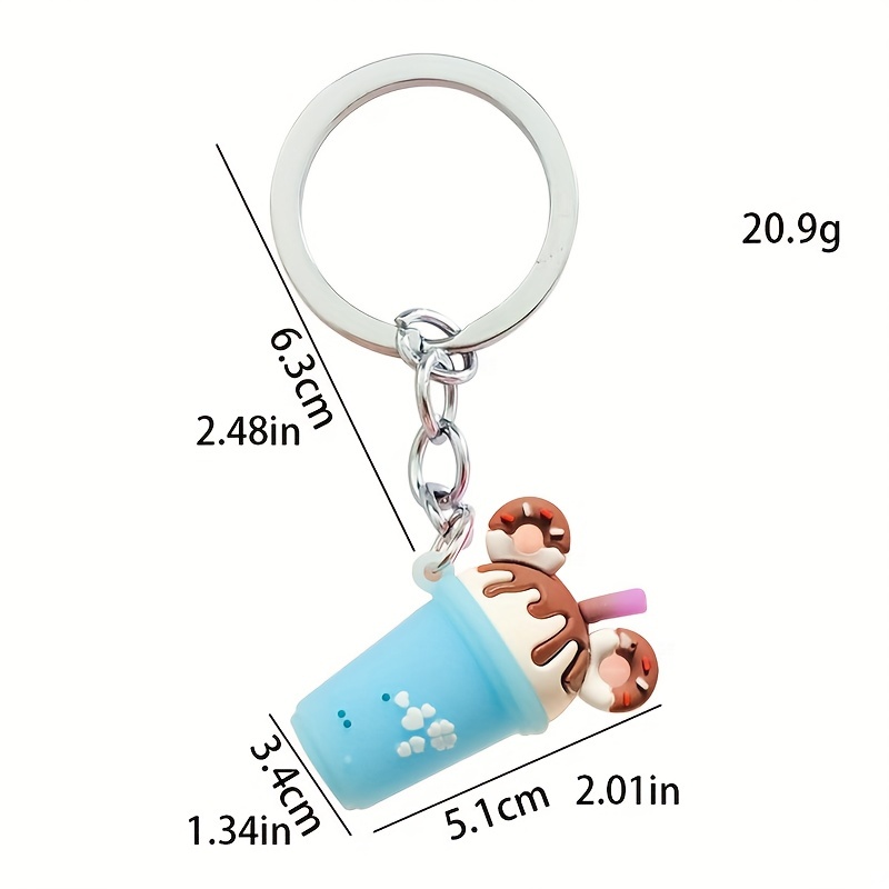 SUNNYCLUE DIY Donut Milk Tea Cup Keychain Making Kit 