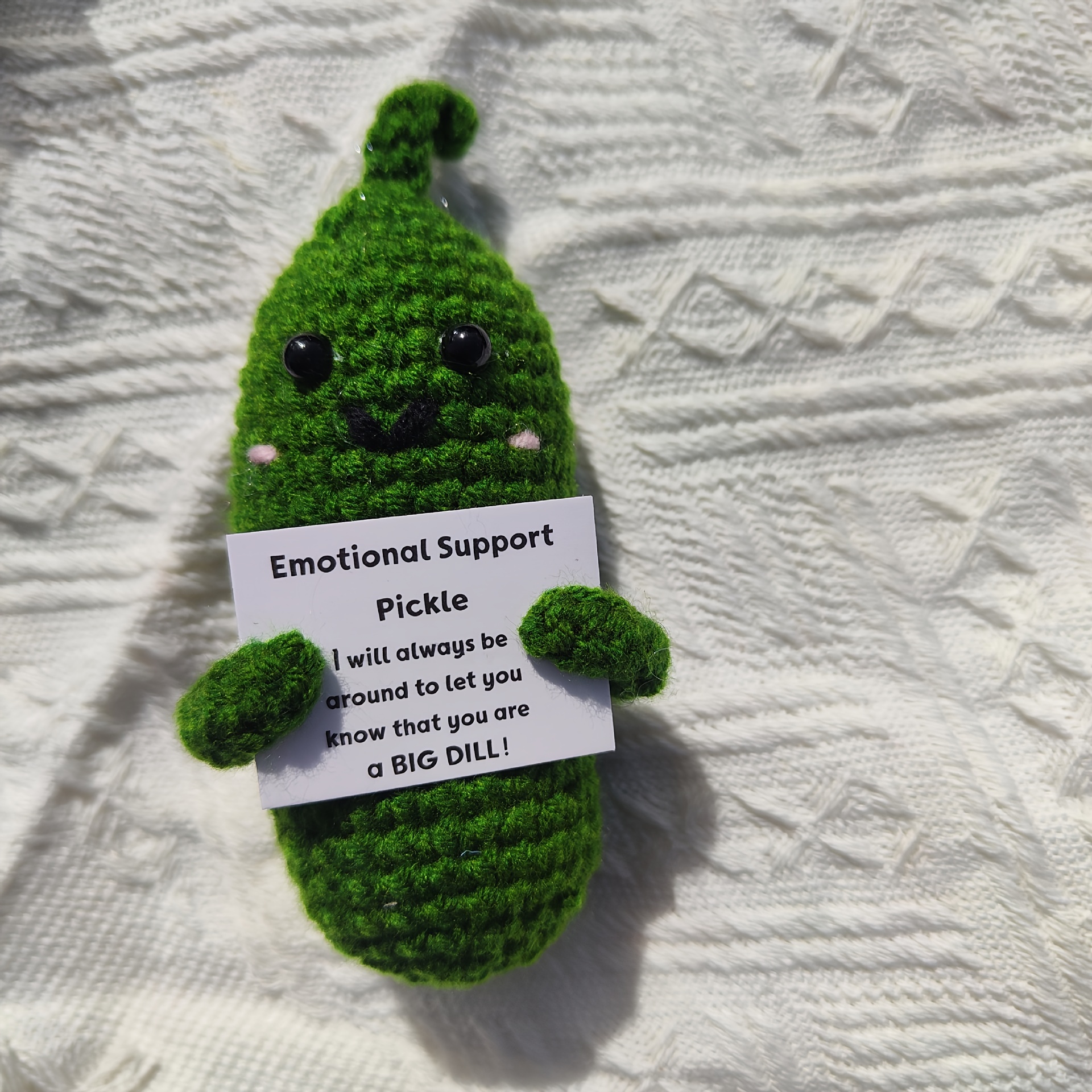 Positive Emotional Support Pickle Cucumber Hand-knitted Wool Crocheted Doll/