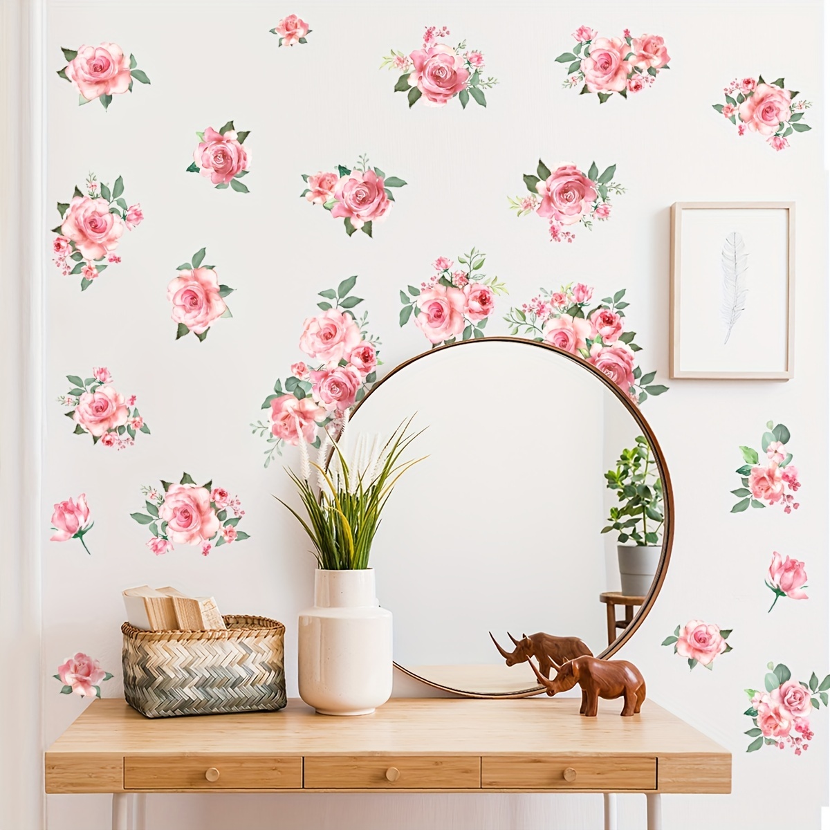 

Set Of 6 Creative Wall Sticker, Flower Pattern Self-adhesive Wall Stickers, Bedroom Entryway Living Room Porch Home Decoration Wall Stickers, Removable Stickers, Wall Decor Decals