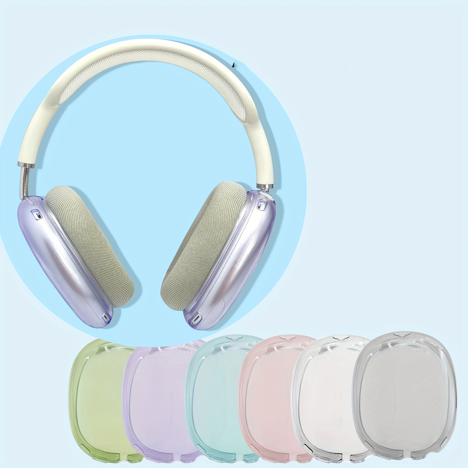  Funda para Airpods Max, funda de silicona para audífonos AirPods  Max, funda de silicona transparente y suave para Airpod Max de TPU suave  para los oídos, funda para la diadema para