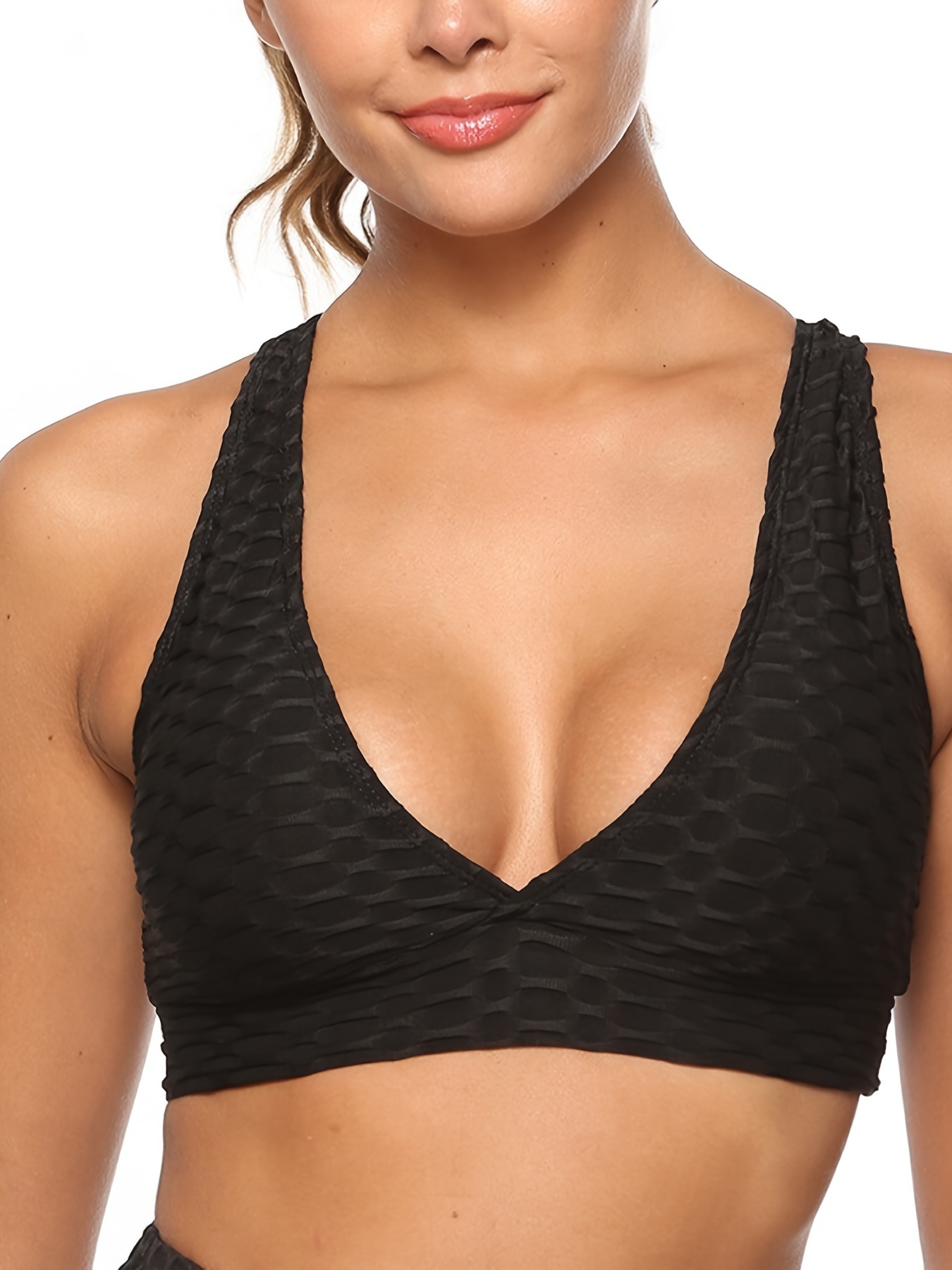 Women's Activewear: Sexy V neck Honeycomb Yoga Sports Bra - Temu