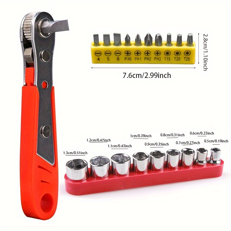 1 Set Right Angle Magnetic Screwdriver, Mini Ratchet Wrench Drive With  Screwdriver Bits