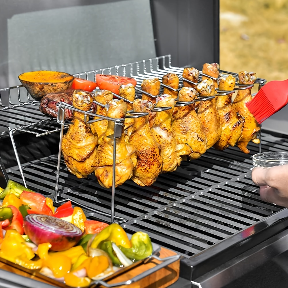 Chicken Leg And Wing Rack For Grill Smoker Oven - Easy To Use 12 Slots  Chicken Leg Rack - High Grade Stainless Steel Chicken Wing Rack Chicken