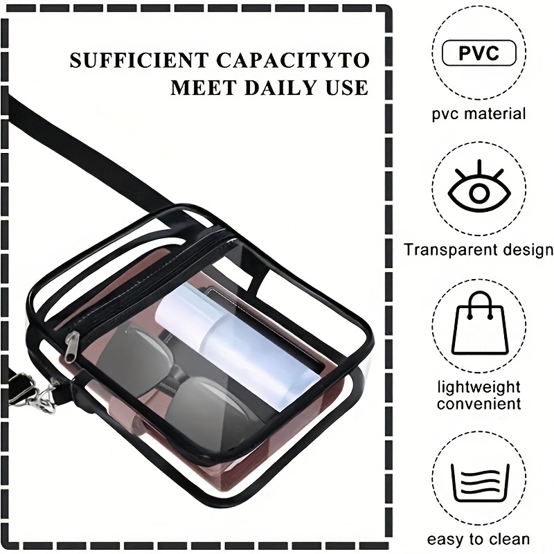 Clear Crossbody Bag, Stadium Approved Clear Bag For Concerts,sporting Event  For Women And Men Pvc Bag - Temu Japan