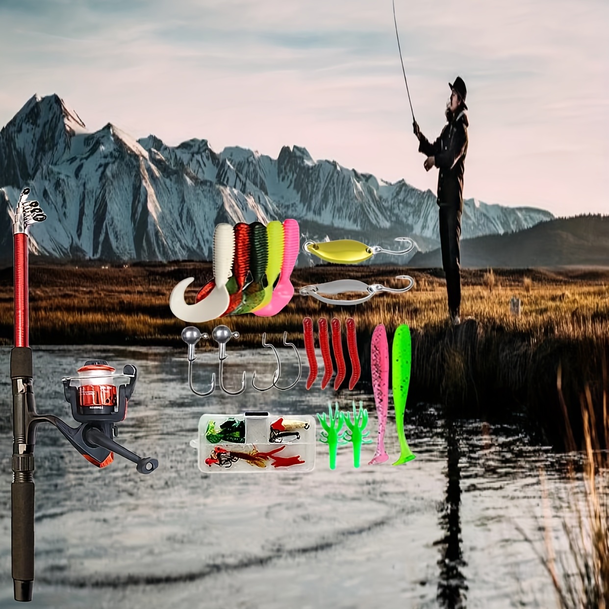 Kids Fishing Rod and Reel Combo Full Kit 1.5m Telescopic Fishing Casting Rod  Spincast Reel Set with Hooks Lures Barrel Swivels - AliExpress