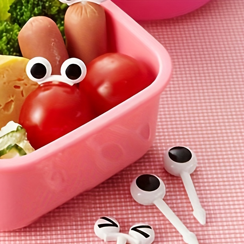 10pcs/Set Mini Eye Fruit Fork Reusable Plastic Fruit Fork Decorative Sticks Kids  Lunch Bento Box Accessories Kitchen Accessories