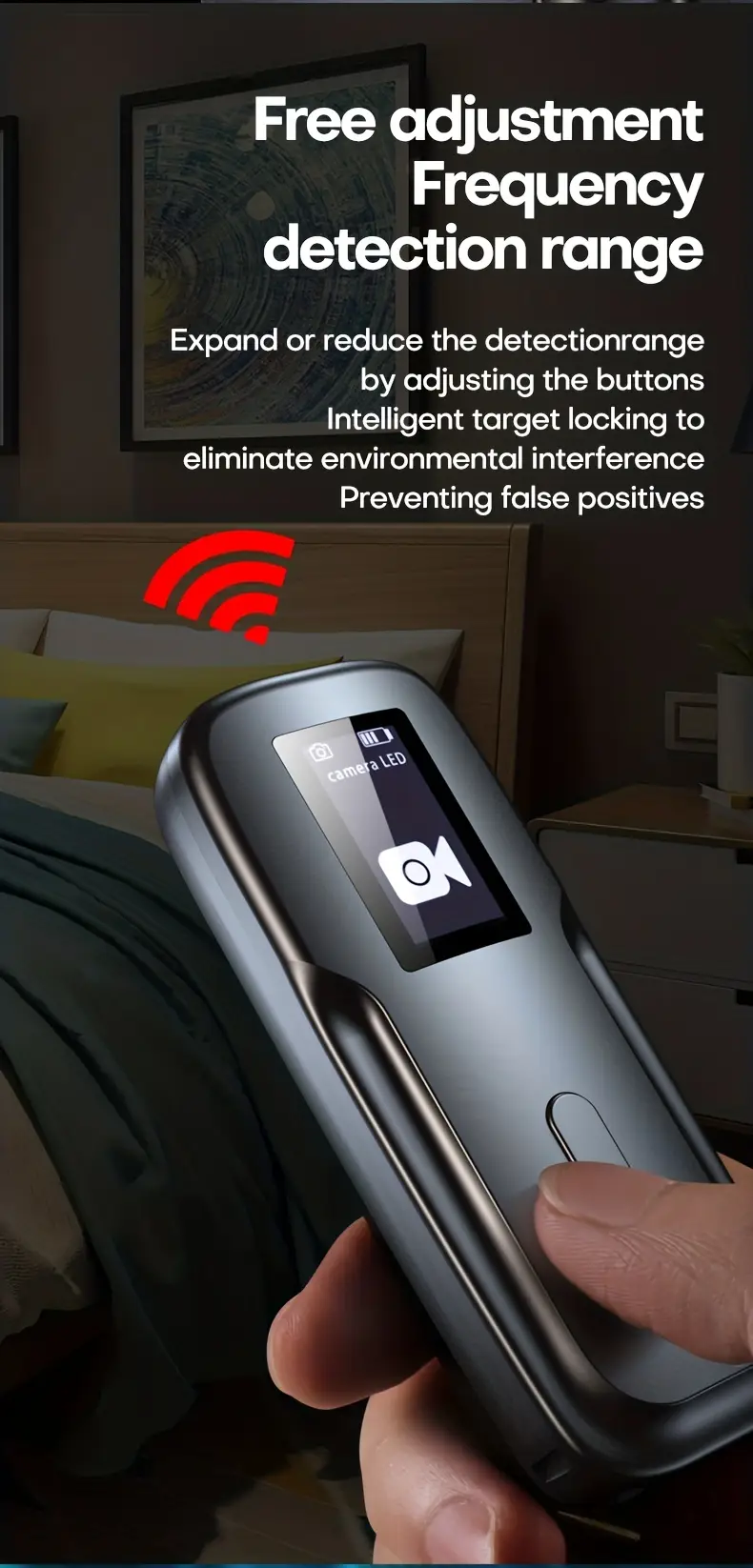 2024 upgraded camera detectors with oled screen bug detector listening device detector rf signal detector privacy protector 6 levels sensitivity 4professional modes infrared sensing function without function of wireless signal emission details 4