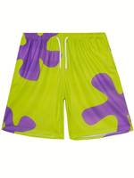 Men's Plus Size Flower Graphic Shorts Beach Pants Holiday Shorts, Elastic Drawstring Sports/basketball Short Pants