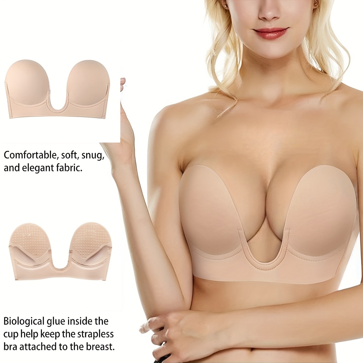  Strapless Bra Self Adhesive Backless Silicone Stickon Push Up Bra  For