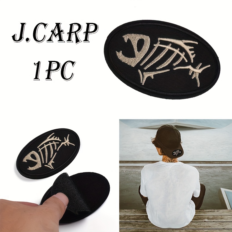 Jcarp Hook And Loop Patch For Men Fish Bone 3d Embroidered - Temu