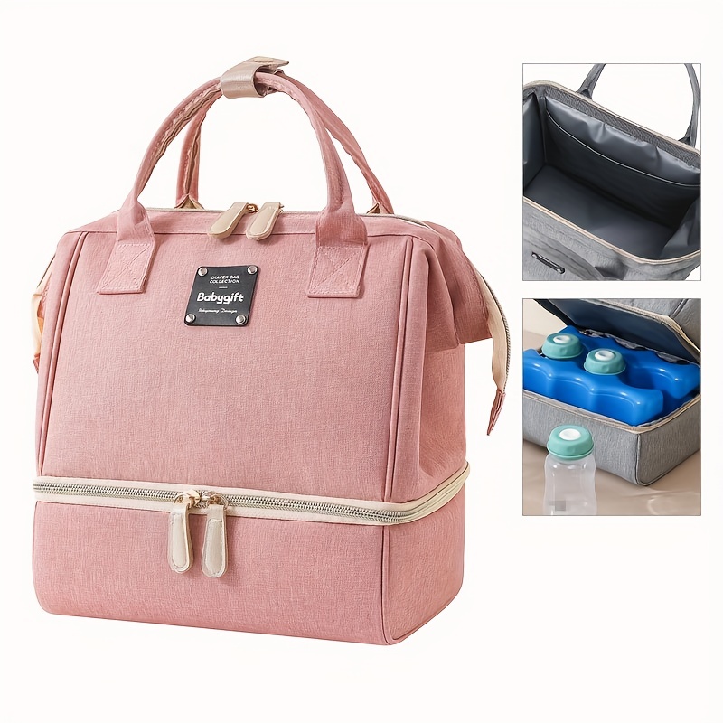 Large Capacity Mommy Bag, Multi-functional Portable Baby Storage Backpack  With Milk Bottle & Diaper Compartments - Temu