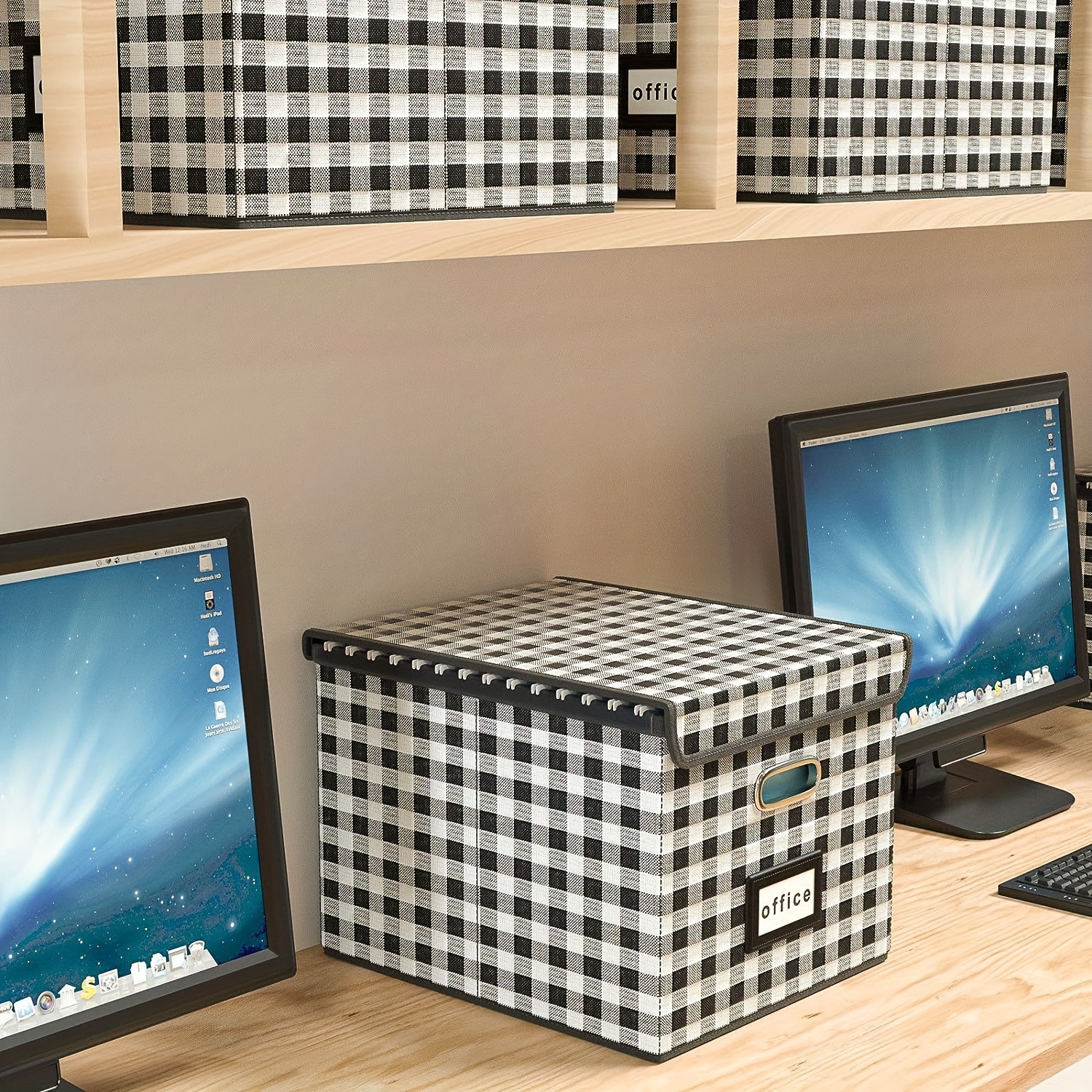 Linen File Box with Lid, Collapsible File Organizer