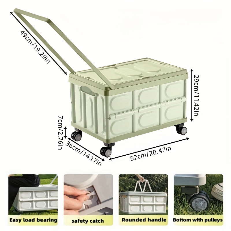 LA TALUS Storage Box Large Capacity Foldable Strong Load Bearing Camping  Storage Box Thickened Folding Box Household Products Army Green One Size