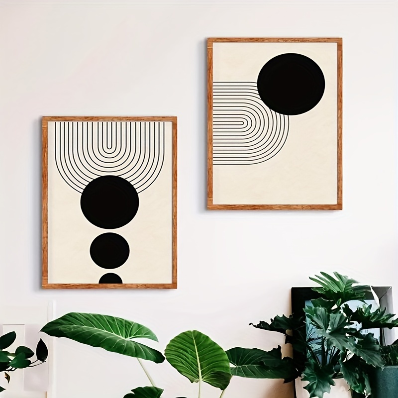 Abstract Geometric Line Black Beige Wall Art Posters Canvas - Temu