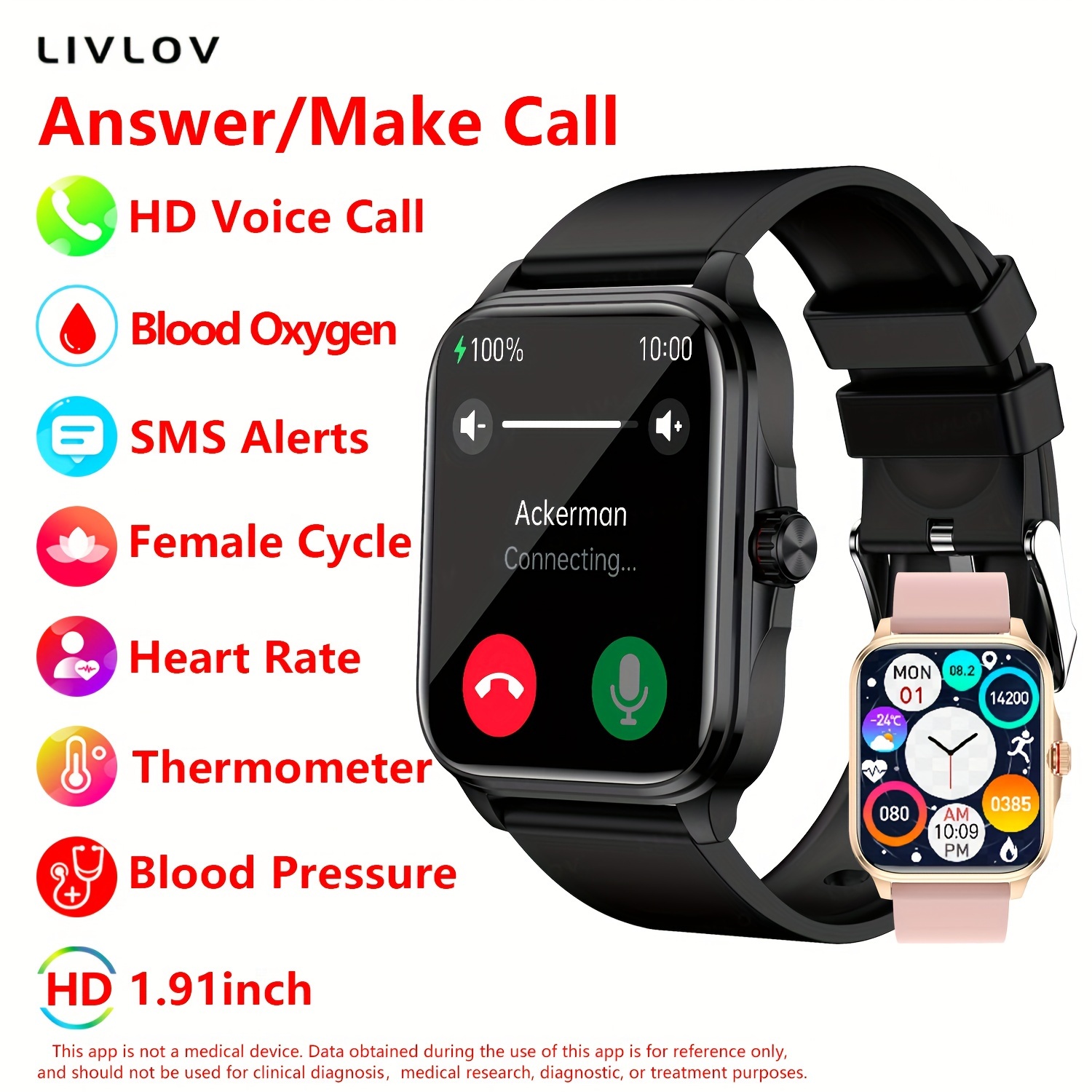 Amazfit Bip 3 - Reloj inteligente para mujer, rastreador de salud y fitness  con pantalla a color grande de 1.69 pulgadas, duración de la batería de 14