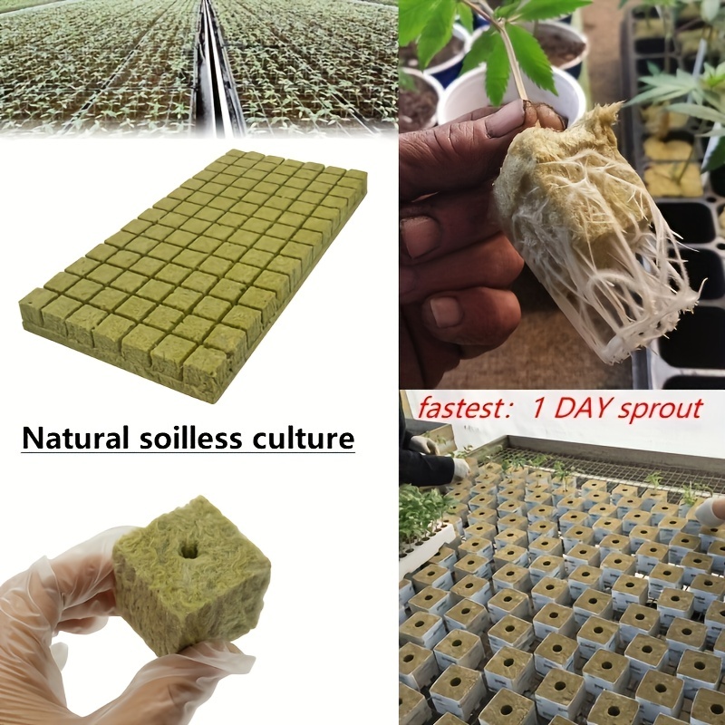 100pcs Rockwool Stonewool Starter Cubes - Ideal for Plant Propagation and Germination