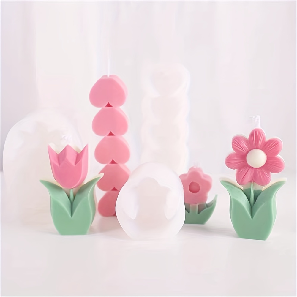 3d Aromatherapy Candle Silicone Mold Cute Tulip Flower Shape - Temu