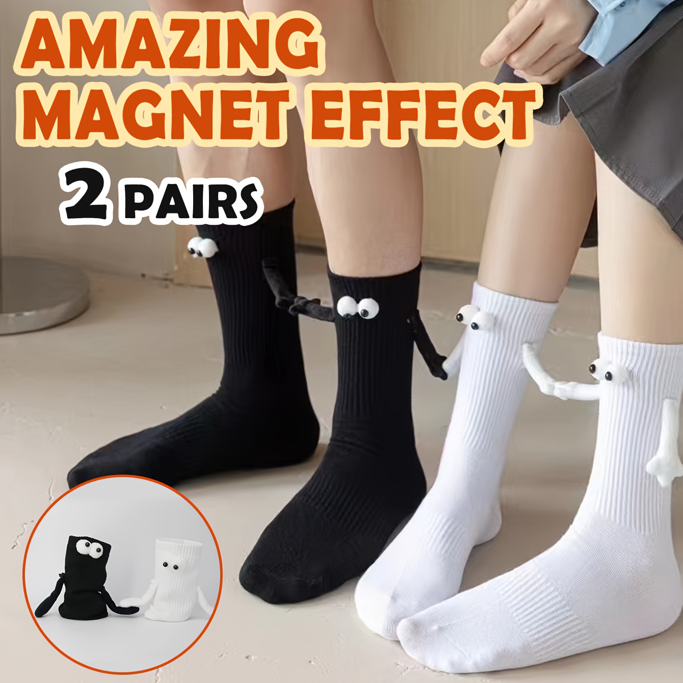 Calcetines magnéticos de mano con ojos para hombre y mujer, medias