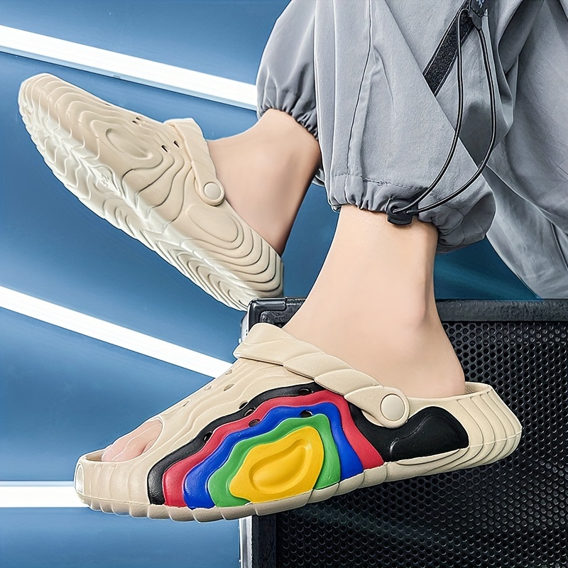 Men's Rainbow Stitching Print Summer Home Slippers