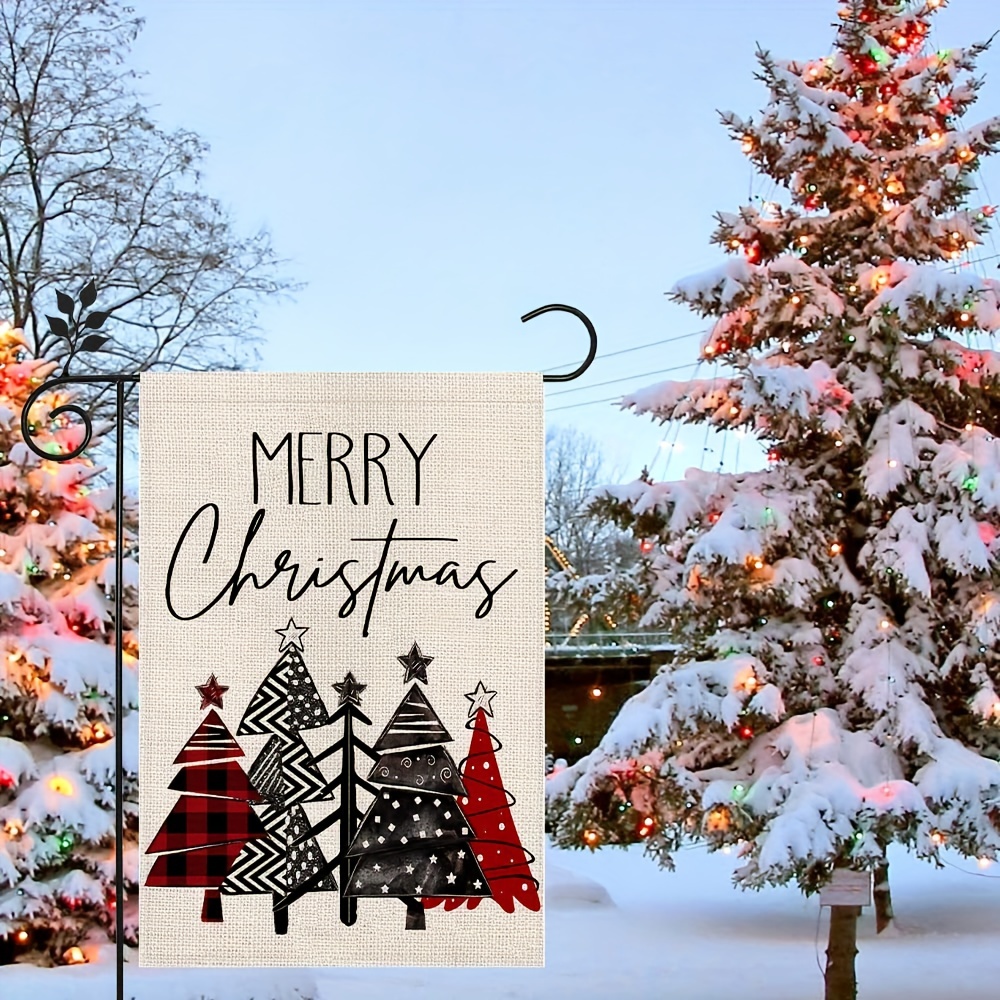 Merry Christmas Garden Flag Red Black Double Sided Vertical - Temu