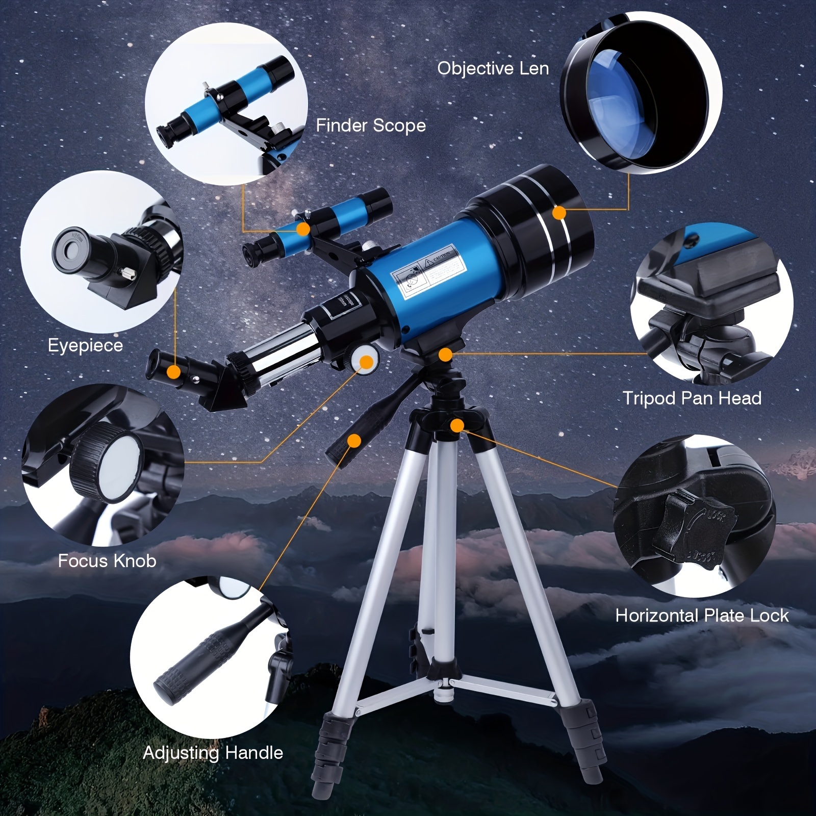 𝟮𝟎𝟮𝟮 𝞜𝗘𝗪 Telescopio Astronómico Zoom 150X HD 300/70 mm de