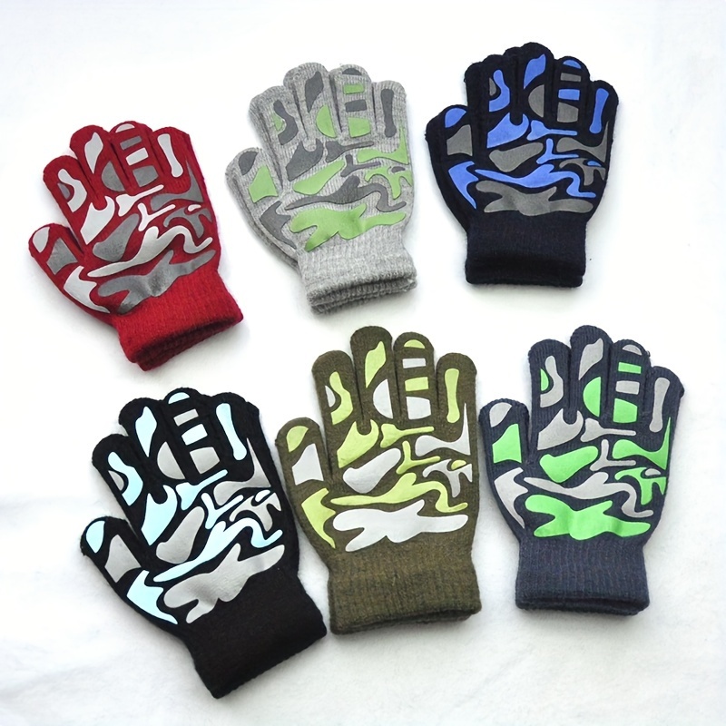 1 Paire De Gants D'hiver Extensibles Camo Pour Garçons Et Filles