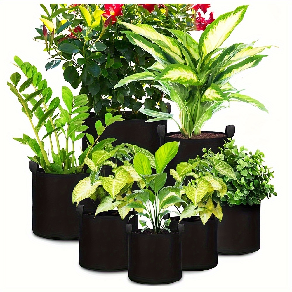 5 Packs Fabric Plant Pots Grow Bags 2 Gallon 3 Gallon 4 Gallon